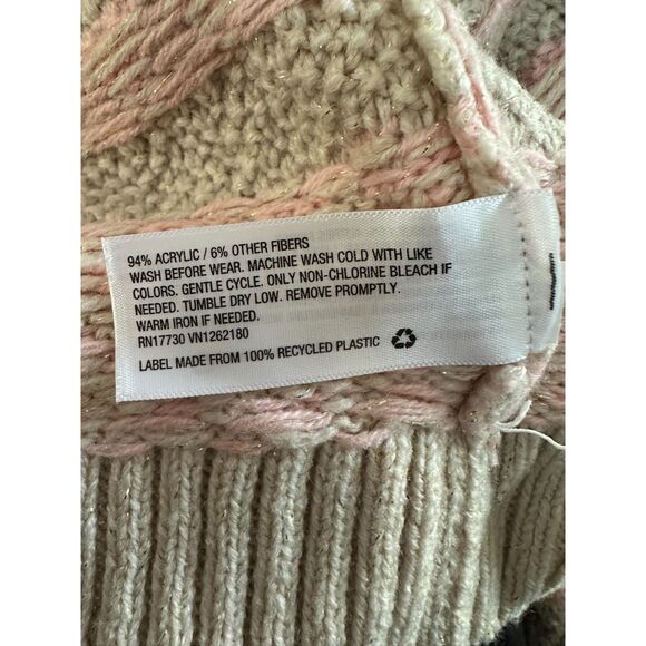 Cherokee Pink Cream Button Front Belted Long Sleeve Cardigan Girls Size XL 14/16 - Picture 6 of 6